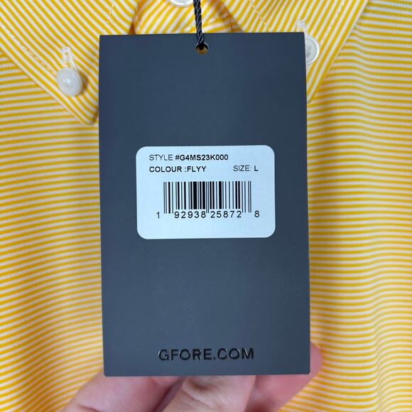G/Fore Men's Feeder Stripe Tech Jersey Polo Shirt NWT Size Large - Picture 6 of 6